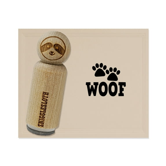 Woof Dog Paw Prints Fun Text Rubber Stamp for Scrapbooking Crafting Stamping - Small 3/4 Inch