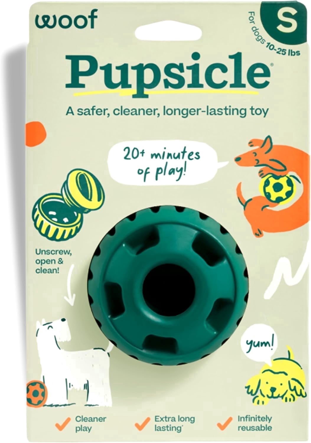 Woof The Pupsicle Treat Dispensing Dog Toy, Forest Green, Small