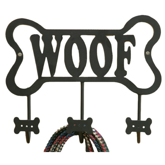 Woof Family Pet Dog Bone Shaped 3 Hook Wall Rack Metal 9 Inch