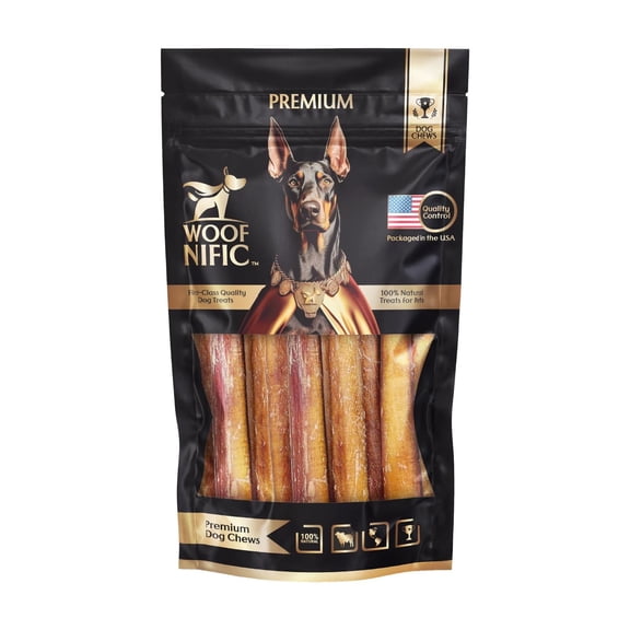 Woof Nific Bully Sticks (6 Inch, 10 Pack), Premium 100% Pure Beef Treats, Pasture-Raised, Organic, Grain-Free, Exquisite Chews for Medium & Large Dogs
