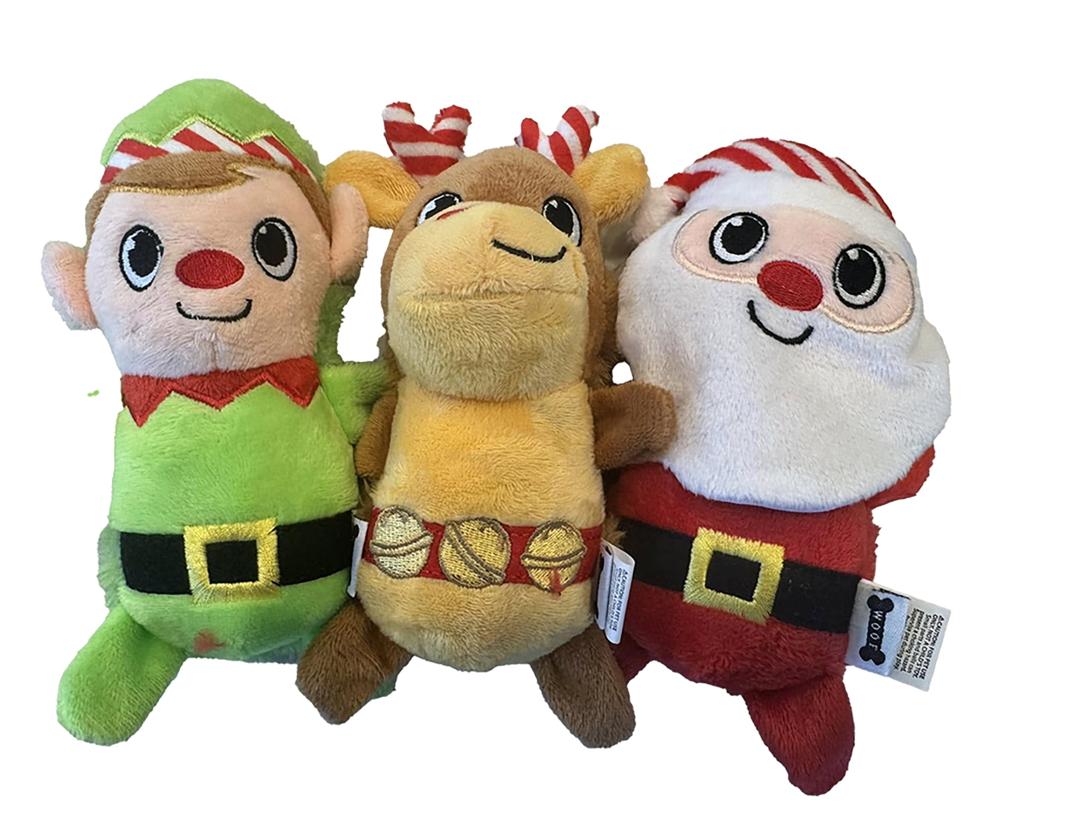 Woof Santa, Reindeer & Elf Dog Toys 3-piece Christmas Gift Set