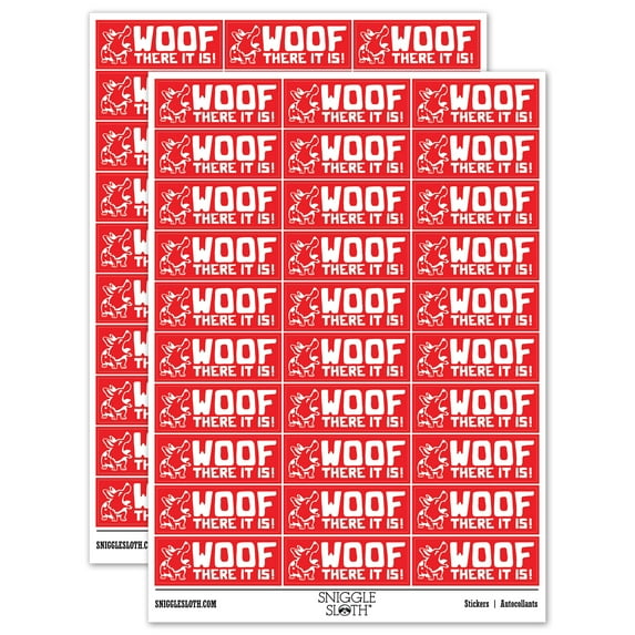 Woof There it is Barking Corgi Teacher Student School Sticker Set - Red - Matte Finish - 1.75" Medium