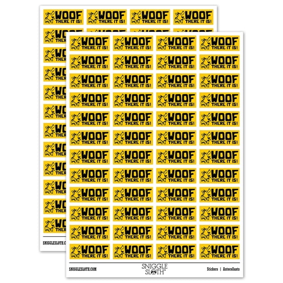 Woof There it is Barking Corgi Teacher Student School Sticker Set - Yellow - Gloss Finish - 1.25" Mini