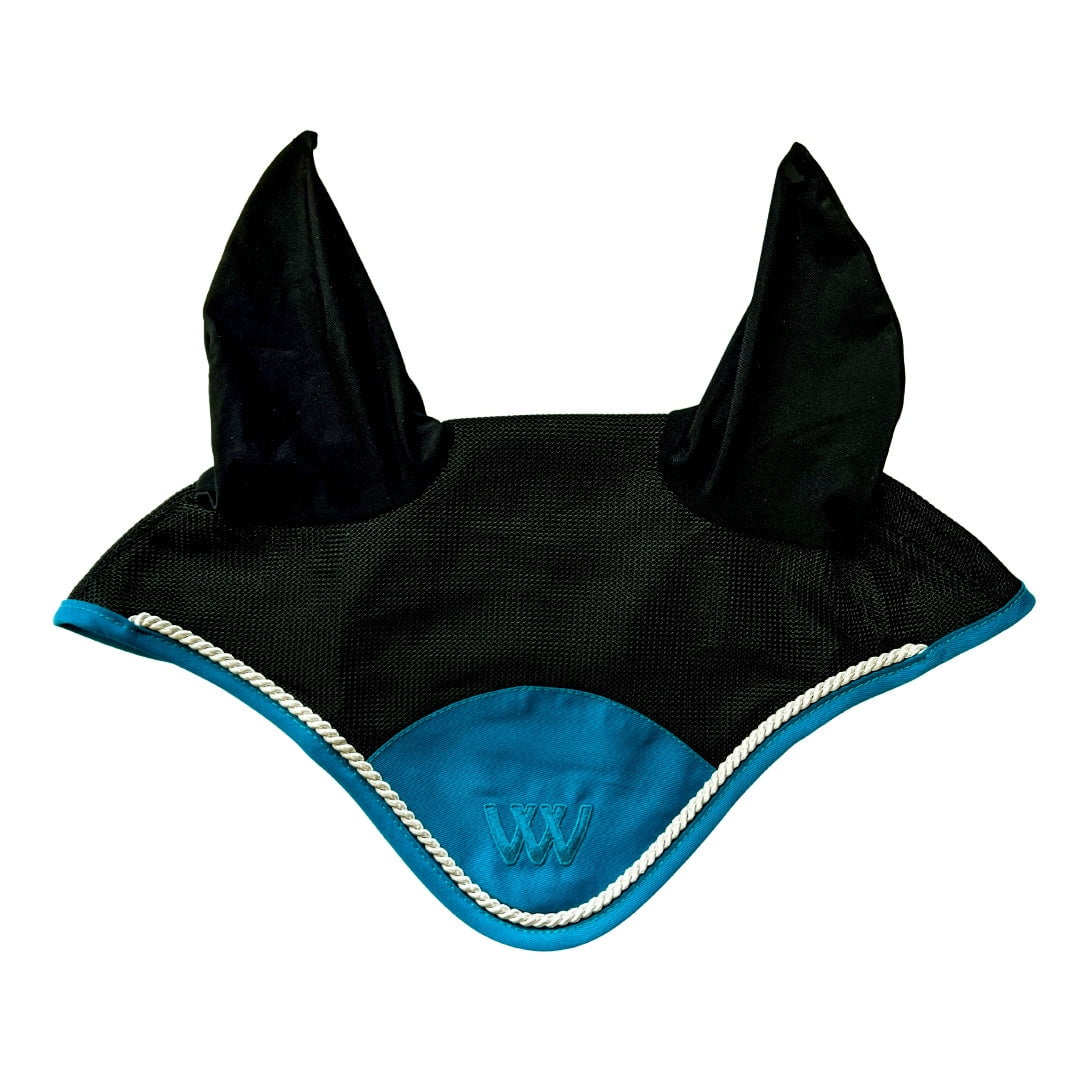 WOOF WEAR Ergonomic Fly Veil For Horses - Black, Medium (Cob/Full), Breathable Mesh, Poll Pressure Free
