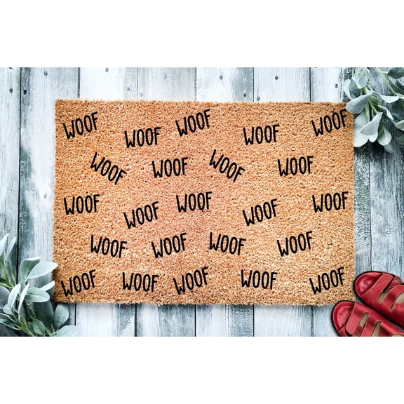 Woof Woof Woof Door Mat | Funny Dog Doormat | Welcome Mat | Funny Door Mat | Funny Gift | Home Doormat | Housewarming | Closing Gift