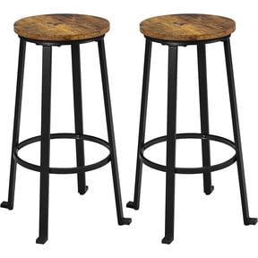 WoofPaw 29.5" Bar Stools Set of 2, Industrial Metal Legs, Rustic Brown | 300 lb Capacity Per Stool, Durable MDF, Metal Frame, Water-resistant Seat, Adjustable Footpads Prevent Floor Scratches