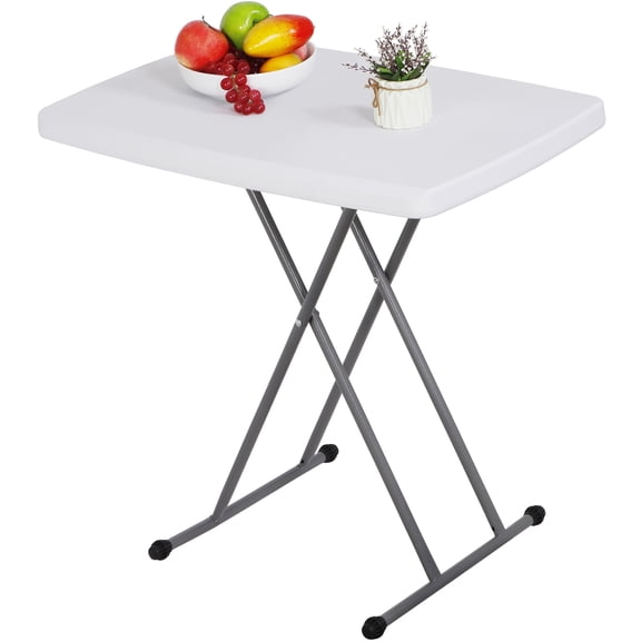 WoofPaw 30-Inch Folding Table, Multi-Functional Personal Table,Portable and Adjustable Height for TV Trays, Laptop, Sewing,Ideal for Small Spaces,Camping Picnic Party Table On-The-Go Needs, White