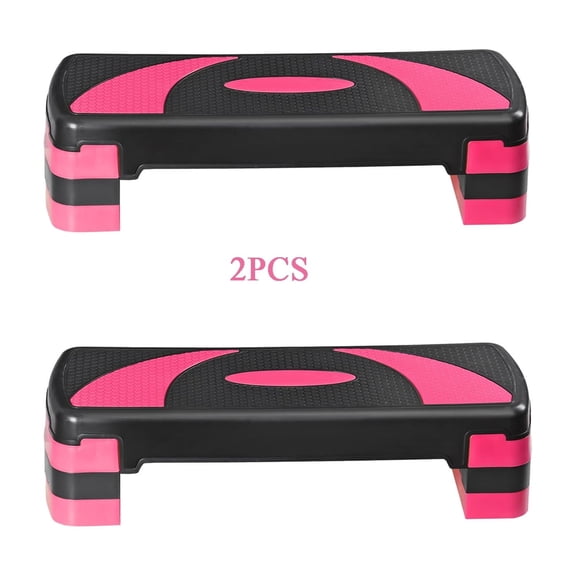 WoofPaw 31’’ Aerobic Step Platform, Adjustable Exercise Workout Stepper with Stable Risers, Stand Up Steppers for Exercise at Home, Fitness Equipment for Home Gym,Pink-2PCS