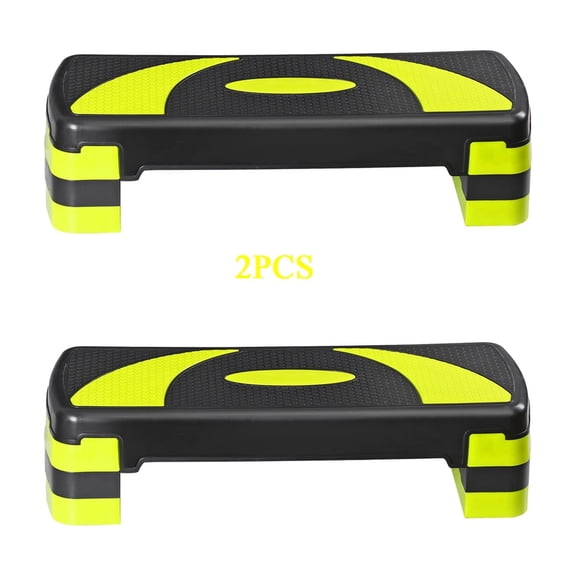 WoofPaw 31’’ Aerobic Step Platform, Adjustable Exercise Workout Stepper with Stable Risers, Stand Up Steppers for Exercise at Home, Fitness Equipment for Home Gym,Yellow-2PCS