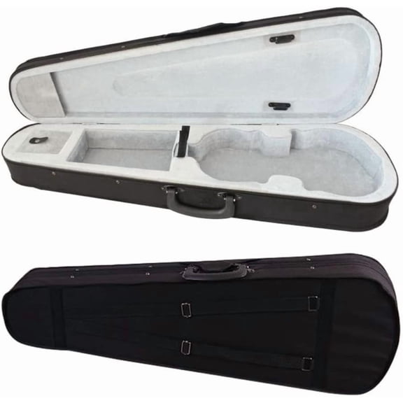 WoofPaw 4/4 Full Size Violin Hard Case Basic Professional Model, Triangular Shape Durable Violin Case with Backpack Style Carrying, String Instrument Accessories,Gray