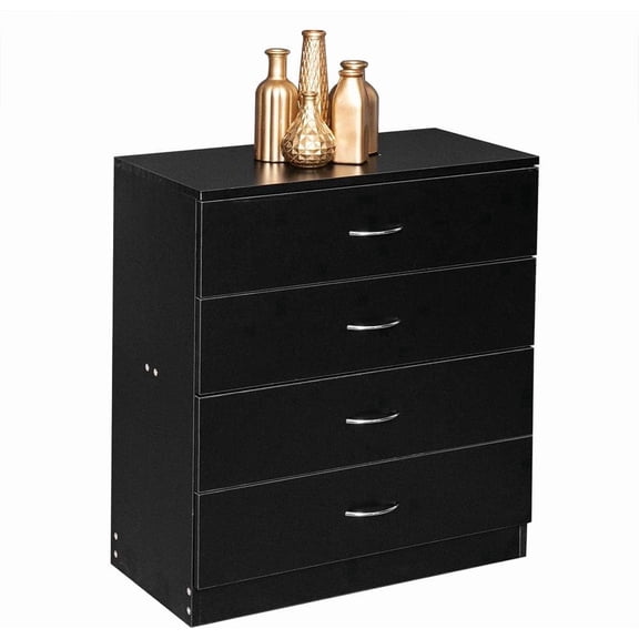 WoofPaw 4 Drawer Nightstand, Night Stand for Bedroom, Modern 4 Drawer Dresser, Wood Bed Side Table/Night Stand with Drawers for Small Spaces, College Dorm, Living Room,Black