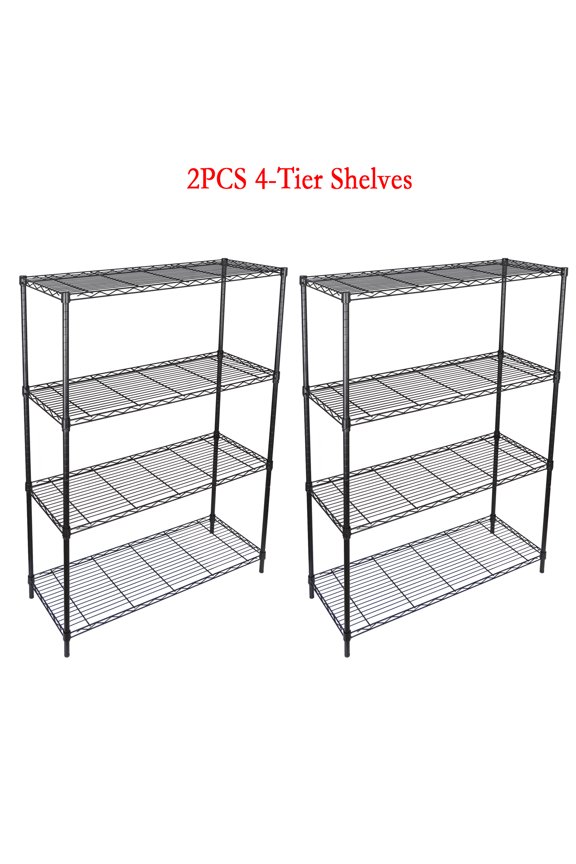 4 Tier Shelving Unit, Height Adjustable Storage Rack 260 LBS Capacity with Adjustable Feet ,Metal Storage Shelves Wire Shelf for Kitchen Garage Laundry