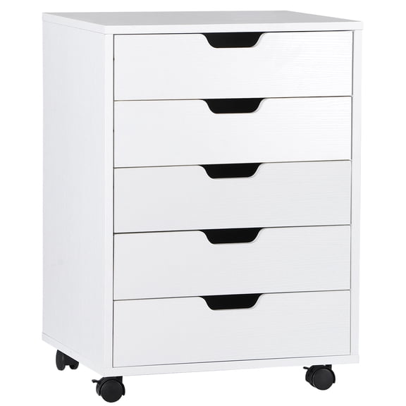 WoofPaw 5 Drawers Chest, Mobile File Cabinet with Casters, Home Office Storage Cabinet Under Desk Cabinet Storage Drawers Desk,White