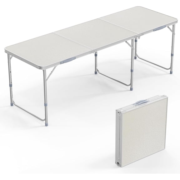 WoofPaw 6ft Folding Camping Table with Carry Handle,Portable Utility Table Multipurpose for Party Picnic Tailgating Outdoor Patio Garden Indoor Kitchen …