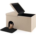 thumbnail image 1 of WoofPaw Cat Litter Box Enclosure, Hidden Litter Box Furniture Ottoman with Urine Proof Litter Mat, Flip-up Lid, Dog Proof Cat Washroom Bench Storage Cabinet, Cat Box Enclosure (Beige), 1 of 9