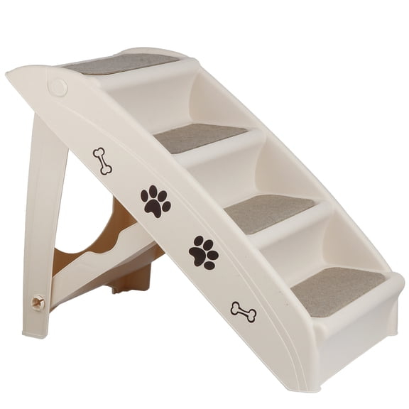 WoofPaw Dog Stairs for High Beds, Foldable Pet Steps Ramp with Non-Slip Bottom for Cats and Small Dogs, for Couch, Car, Portable Waterproof Dog Steps,Tan