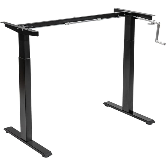 WoofPaw Hand Crank Stand Up Desk Frame, Manual Height Adjustable Standing Workstation with Foldable Crank Handle, Cable Management Tray, Headphone Hook, Ergonomic Sit Stand Desk Frame for Home Office