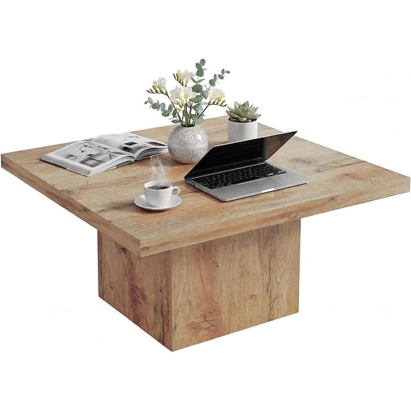 WoofPaw Living Room Table Coffee Table 31.5" x 31.5" Light Brown Wood Grain | 1.6" Thick Tabletop, Wood Rustic, Farmhouse Style, Easy Assembly
