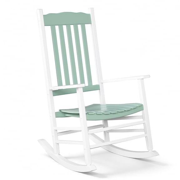 WoofPaw Outdoor Rocking Chair, Solid Wood High Back Rocker, All Weather Lounge Chair for Porch Patio Fire Pit Garden Backyard Deck Indoor, Wave Shape,Mint Green