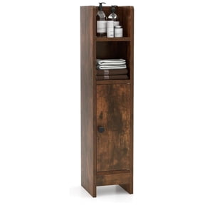 WoofPaw Small Bathroom Cabinet, Narrow Slim Storage Cabinet w/ 3-Level Adjustable Shelf & Anti-toppling Design, Freestanding Floor Corner Toilet Paper Holder for Bathroom, Living Room, Small Spaces