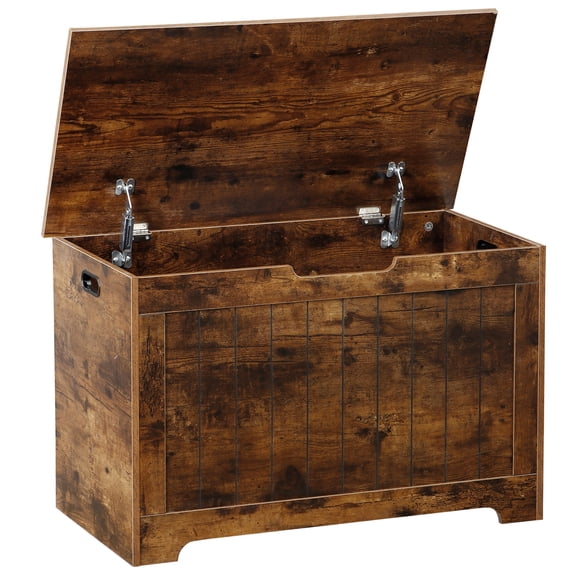 WoofPaw Storage Chest, Wood Storage Bench with 2 Safety Hinges, Storage Trunk Box Bench Entryway Bench for Bedroom and Living Room,Rustic Brown