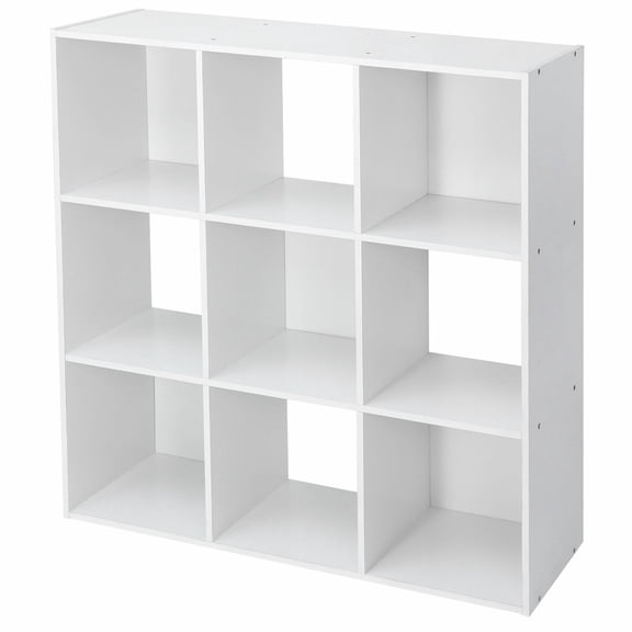 WoofPaw Sturdy Room 11-Inch Cube Storage Organizer Shelf, with Thick Exterior Edge, Storage Shelf Divider w/Back, Bookcase, 9-Cube,White