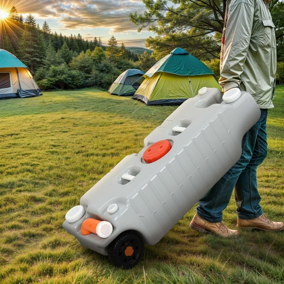 ModFusion 19.8 Gallon Portable RV Water Holding Tank Wheels Level Indicator Rotating Pour Spout Gray 75L