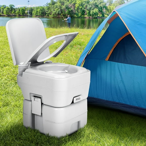 ModFusion Leak-Proof Odorless Portable Camping Toilet, 275 lbs Capacity, 3.2 Gal Freshwater, 5.3 Gal Waste Tank, RV, Outdoor, Boat