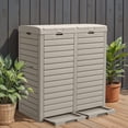thumbnail image 1 of ModFusion 62 Gallon Outdoor Dual Compartment Resin Trash Bins, Taupe, 1 of 7