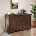 thumbnail image 1 of Wooflex Cabinet with Adjustable Shelves, Magnetic 4 Door, Foot Pads, Microwave Toaster Stand, Brown, 1 of 10