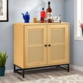 thumbnail image 1 of Wooflex Cabinet with Breathable Holes for Improved Air Circulation, Magnetic Door, Rattan, Brown Wood, 1 of 10
