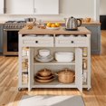 thumbnail image 1 of Wooflex 45" Kitchen Island Cart with Storage, Adjustable & Open Shelves, Distressed Oak Top, Swivel Casters, Mobile Multi-Functional Kitchen Storage for Dining Room, 1 of 9