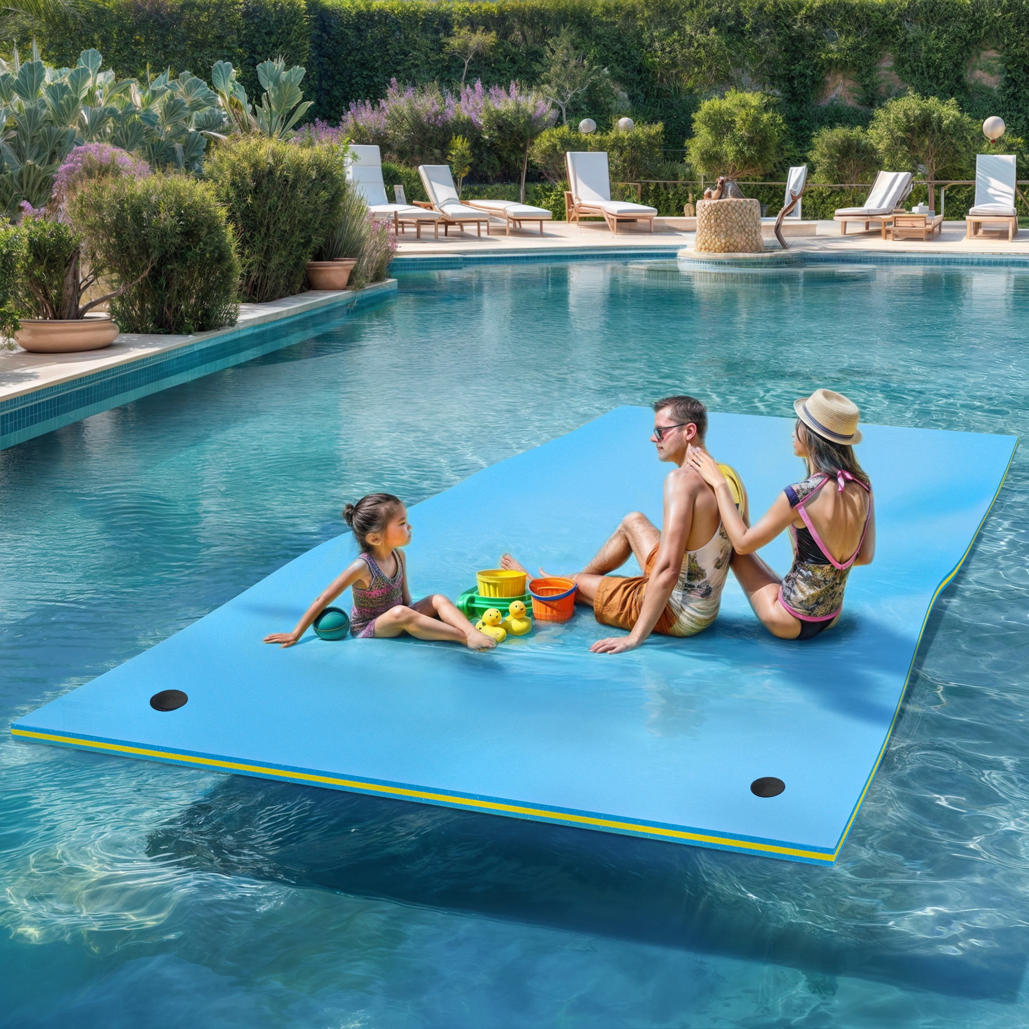 Wooflex Large Floating Water Mat, 3 layer, 12x6 feet XPE Foam Swimming ...