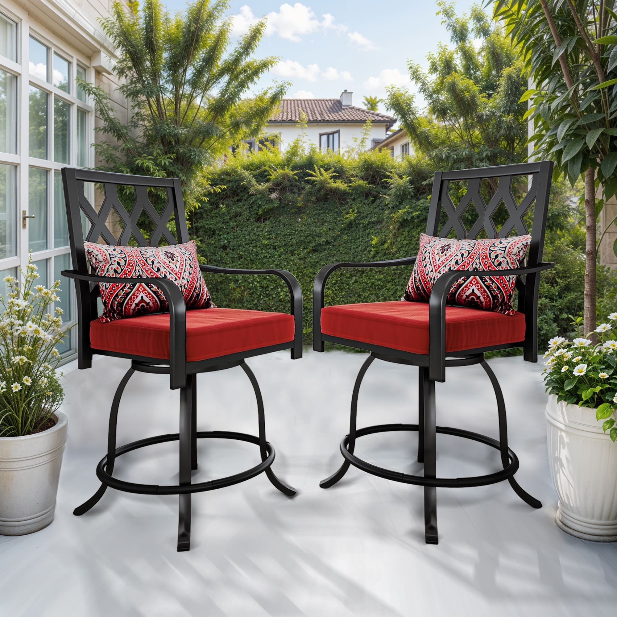 Wooflex Outdoor Bar Stools Chair Set of 2, Patio Chair with - Main Image