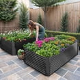 thumbnail image 1 of Wooflex Raised Garden Bed 8x4x2 ft with Reinforcement Bars, Corrugated Safety-Wrapped Edge, Dark Gray, 1 of 9