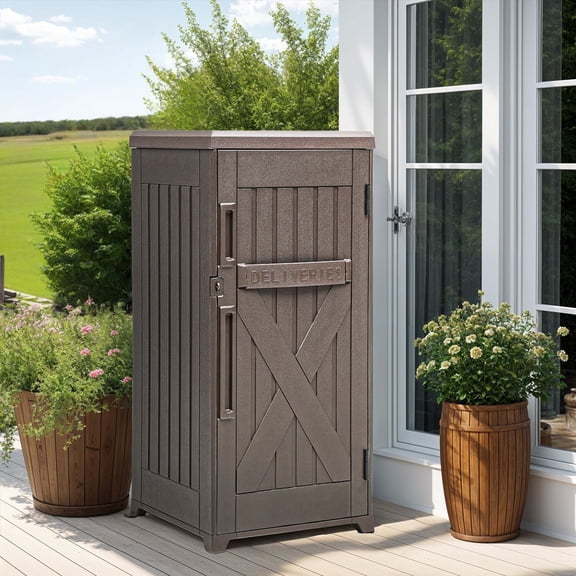 ModFusion Secure Outdoor Resin Mailbox & Storage Box - Brown, 60 Gallons