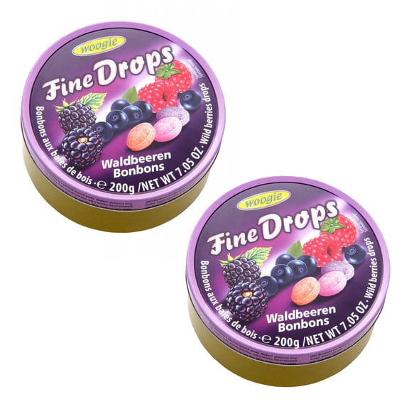 Woogie Fine Drops Wild Berries Hard Candy - Assorted Fruit Candy 2 pack | Wild Berry Candy in Reusable Tin -Delicious Fruit Drops with Raspberry & Blueberry Flavor-Portable Candy for Gifting & Travel