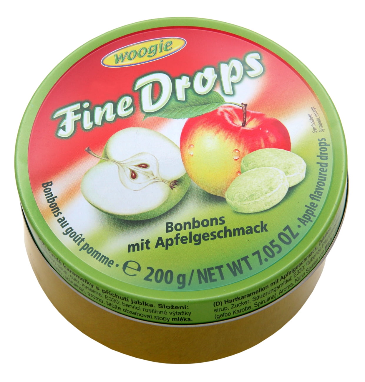 Woogie, German Fine Drops Apple Sanded Hard Candy Tin 200g (Apfelgeschmack) (4 pcs)