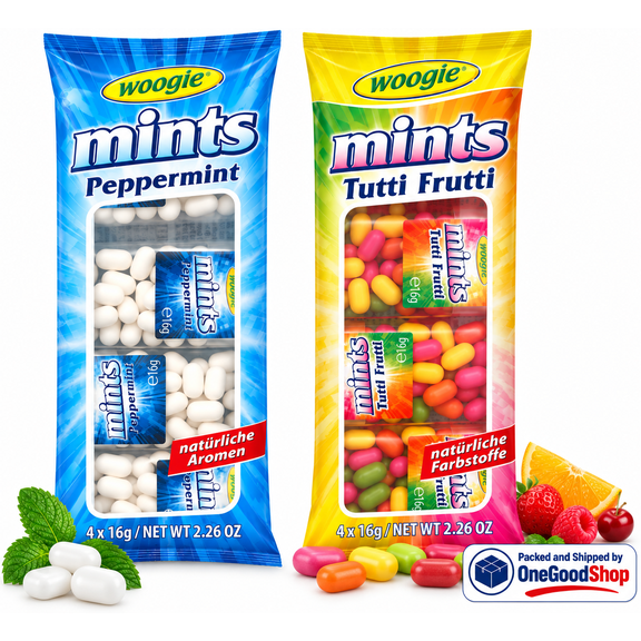 Woogie Mints variety pack - Multiple Mini Mints Packs with Fruity & Peppermint flavors for Long-Lasting Use - Portable Mint candy for Travel & Daily Use to Fresh Your Breath Anytime - 2 Pack - 2.26OZ