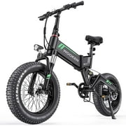 Wooken 20"X4.0 Fat Tire Electric Bike for Adults, 500W Foldable Electric Bicycle with 48V 10Ah Built-in Battery, Shimano 7 Speed, Dual Shock Absorber