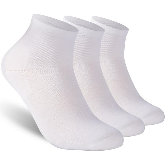 Wool Ankle Socks, Men's Women's 90% Wool Athletic Thin Running Moisture Wicking Socks, 3 Pairs White Small