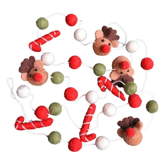 Wool Ball Garland Colorful Pom Wool Beads Wool pompoms Christmas Tree Ball Garland for Kids Bedroom Party Festivals A