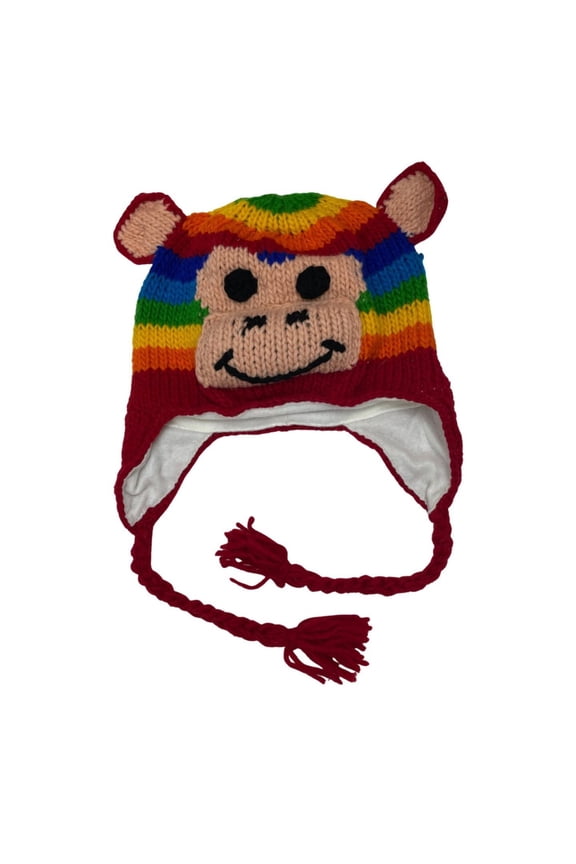 Wool Beanie Hat for Kids and Adults, Unisex Knitted Cap for Cold Weather, Monkey