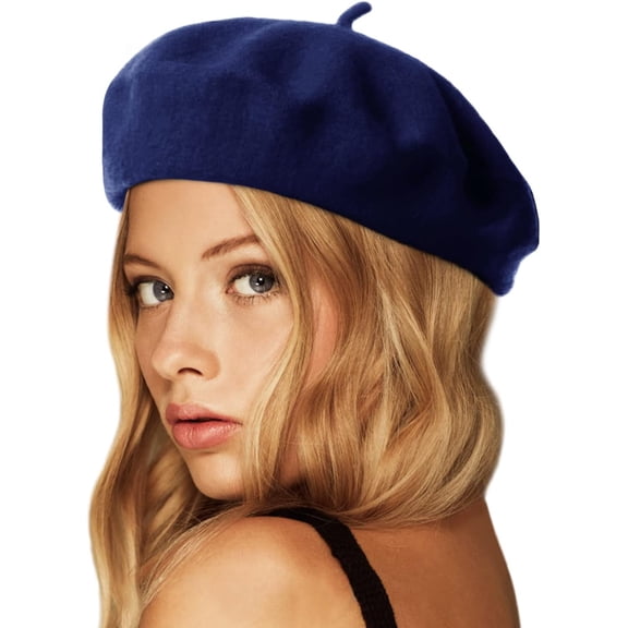 Wool Beret Hat,Solid Color French Style Winter Warm Cap for Women Girls Lady 1Pack