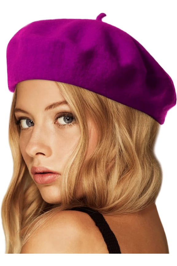 Wool Beret Hat,Solid Color French Style Winter Warm Cap for Women Girls Lady 1Pack