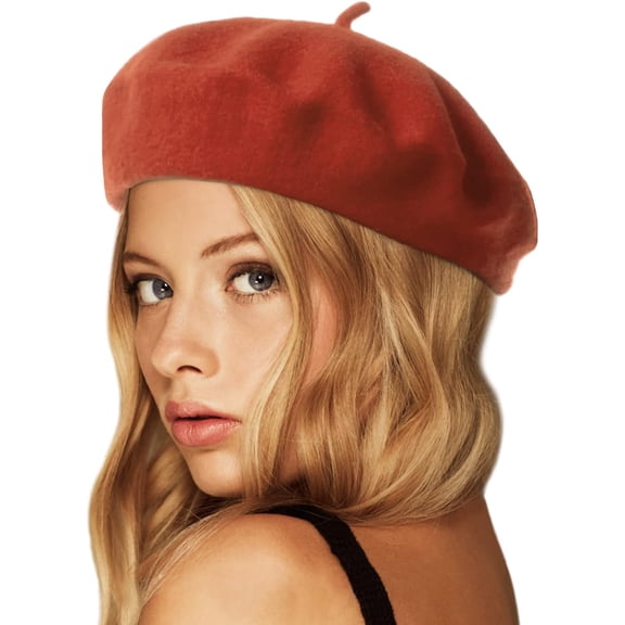 Wool Beret Hat,Solid Color French Style Winter Warm Cap for Women Girls Lady 1Pack