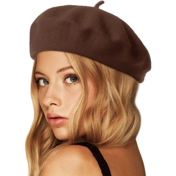 Wool Beret Hat,Solid Color French Style Winter Warm Cap for Women Girls Lady 1Pack