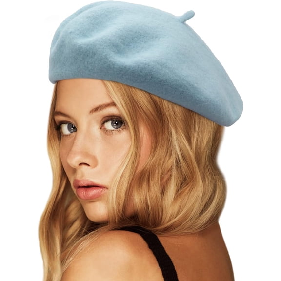 Wool Beret Hat,Solid Color French Style Winter Warm Cap for Women Girls Lady 1Pack