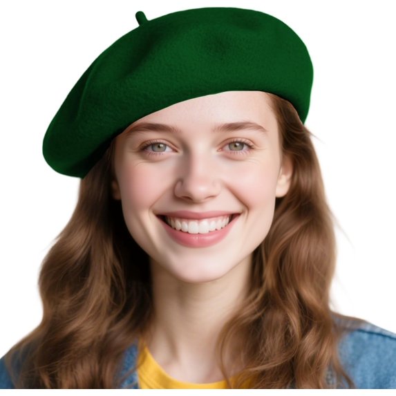 Wool Beret Hats, Breathable Solid Color Artist Painter Beanie Beret Hat for Women Men All Seasons 1Pack