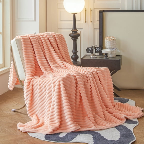 Blanket Timeless Wool Throws for All Seasons Lightweight Cozy Sofa and Bed Cover Ideal Travel Accessory,100 cm×70 cm,Coral